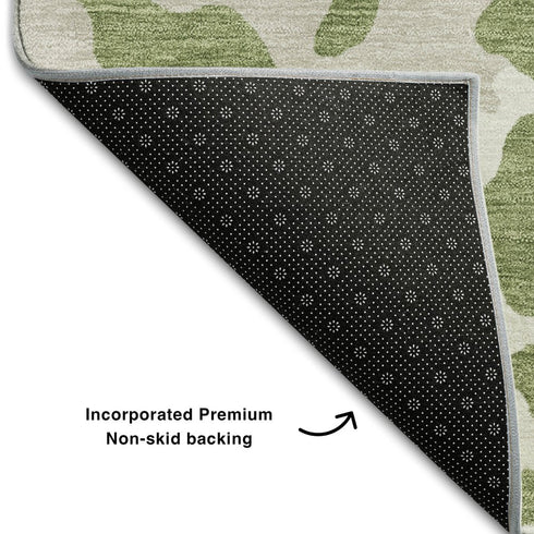 8' X 10' Green And Ivory Animal Print Washable Area Rug With UV Protection