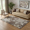 5' X 8' Chocolate And Ivory Floral Medallion Washable Area Rug With UV Protection