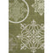 5' X 8' Olive Green Ivory And Beige Floral Medallion Washable Area Rug With UV Protection