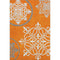 8' X 10' Orange Ivory And Gray Floral Medallion Washable Area Rug With UV Protection