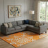 8' X 10' Orange Ivory And Gray Floral Medallion Washable Area Rug With UV Protection