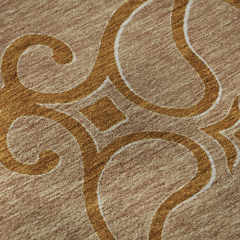 8' X 10' Terra Cotta Gray And Gold Floral Medallion Washable Area Rug With UV Protection