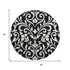 8' Black And Ivory Floral Washable Round Rug With UV Protection