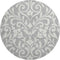 8' Gray And Ivory Floral Washable Round Rug With UV Protection