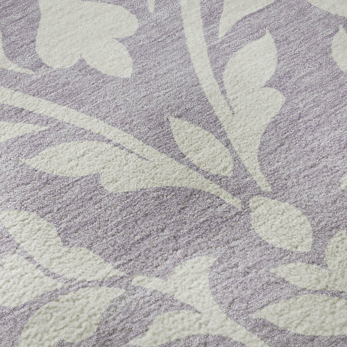 5' X 8' Lavender And Ivory Floral Washable Area Rug With UV Protection