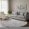 8' Lavender And Ivory Floral Washable Round Rug With UV Protection