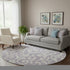 8' Lavender And Ivory Floral Washable Round Rug With UV Protection