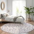 8' Lavender And Ivory Floral Washable Round Rug With UV Protection