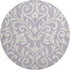 8' Lavender And Ivory Floral Washable Round Rug With UV Protection