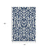 5' X 8' Navy Blue And Ivory Floral Washable Area Rug With UV Protection