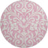 8' Pink And Ivory Floral Washable Round Rug With UV Protection