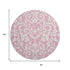 8' Pink And Ivory Floral Washable Round Rug With UV Protection