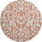8' Salmon And Ivory Floral Washable Round Rug With UV Protection