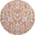 8' Salmon And Ivory Floral Washable Round Rug With UV Protection