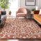 8' X 10' Salmon And Ivory Floral Washable Area Rug With UV Protection