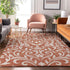 8' X 10' Salmon And Ivory Floral Washable Area Rug With UV Protection