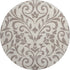 8' Taupe And Beige Floral Washable Round Rug With UV Protection