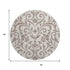 8' Taupe And Beige Floral Washable Round Rug With UV Protection