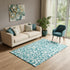 5' X 8' Teal And Ivory Floral Washable Area Rug With UV Protection