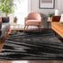 9' X 12' Black And Gray Abstract Washable Area Rug With UV Protection