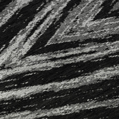 9' X 12' Black And Gray Abstract Washable Area Rug With UV Protection
