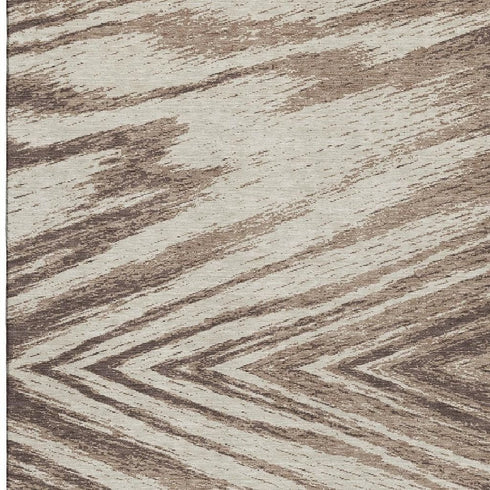 5' X 8' Brown And Beige Abstract Washable Area Rug With UV Protection