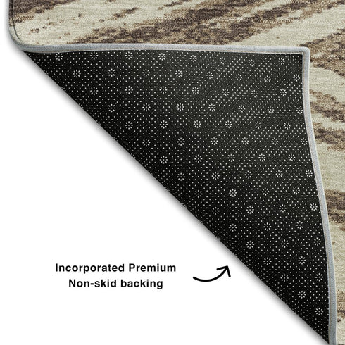 8' X 10' Brown And Beige Abstract Washable Area Rug With UV Protection