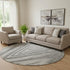 8' Gray And Ivory Abstract Washable Round Rug With UV Protection