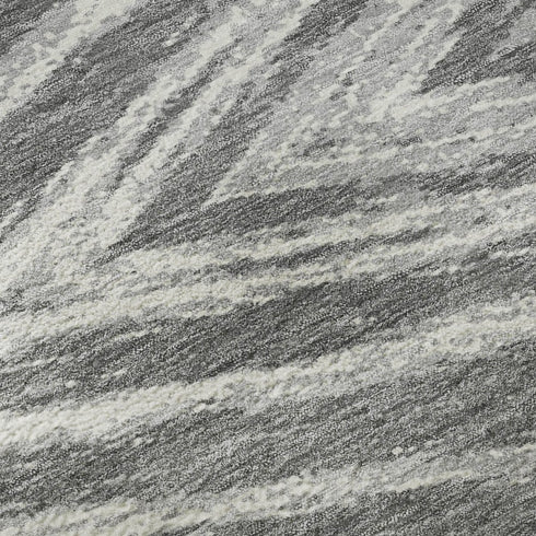 8' Gray And Ivory Abstract Washable Round Rug With UV Protection