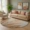 8' Rust And Beige Abstract Washable Round Rug With UV Protection