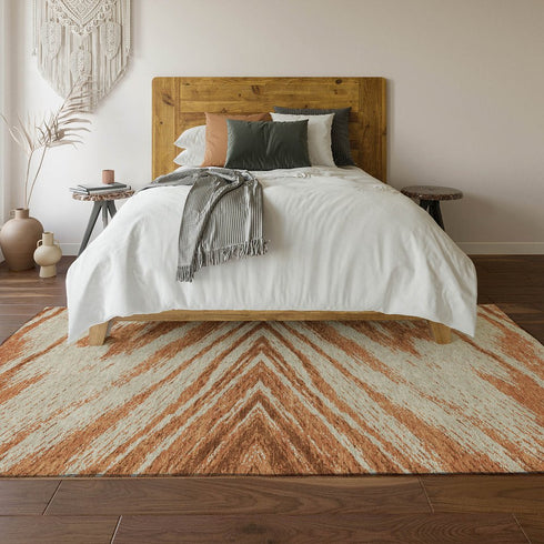 8' X 10' Rust And Beige Abstract Washable Area Rug With UV Protection