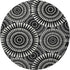8' Black And Ivory Geometric Washable Round Rug With UV Protection