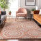 9' X 12' Coral And Ivory Geometric Washable Area Rug With UV Protection