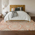 9' X 12' Coral And Ivory Geometric Washable Area Rug With UV Protection