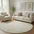 8' Gold And Ivory Geometric Washable Round Rug With UV Protection