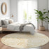 8' Gold And Ivory Geometric Washable Round Rug With UV Protection