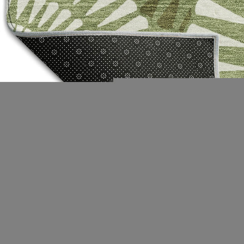 5' X 8' Green And Ivory Geometric Washable Area Rug With UV Protection