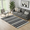 5' X 8' Black Ivory And Gray Striped Washable Area Rug With UV Protection