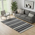 5' X 8' Black Ivory And Gray Striped Washable Area Rug With UV Protection