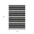 8' X 10' Black Ivory And Gray Striped Washable Area Rug With UV Protection
