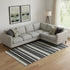 8' X 10' Black Ivory And Gray Striped Washable Area Rug With UV Protection