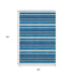 5' X 8' Denim Blue Ivory And Gray Striped Washable Area Rug With UV Protection