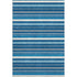 5' X 8' Denim Blue Ivory And Gray Striped Washable Area Rug With UV Protection