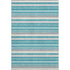 8' X 10' Teal Ivory And Gray Striped Washable Area Rug With UV Protection