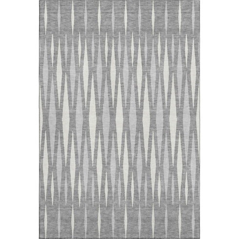 5' X 8' Gray And Ivory Geometric Washable Area Rug With UV Protection