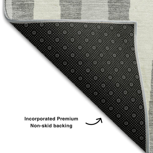 5' X 8' Gray And Ivory Geometric Washable Area Rug With UV Protection