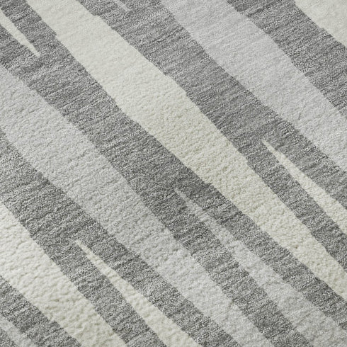 5' X 8' Gray And Ivory Geometric Washable Area Rug With UV Protection