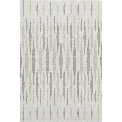 8' X 10' Ivory And Beige Geometric Washable Area Rug With UV Protection