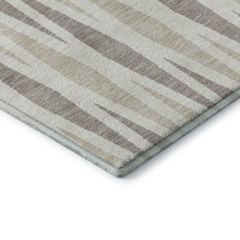 8' X 10' Ivory And Beige Geometric Washable Area Rug With UV Protection