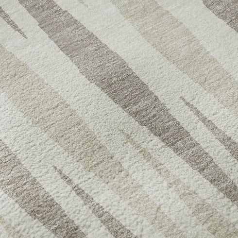 8' X 10' Ivory And Beige Geometric Washable Area Rug With UV Protection